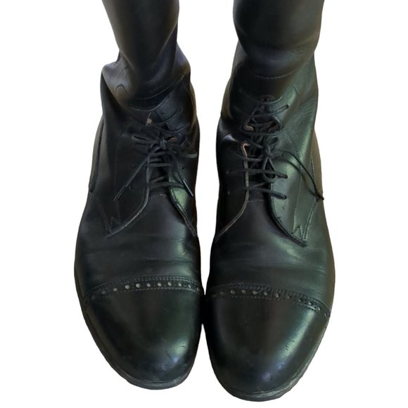 Manhattan Saddlery Custom Made Leather Riding Equestrian Boots Lace Up Black 9 - Picture 3 of 8